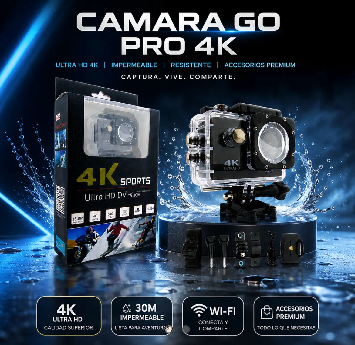 🔥 OFERTA ESPECIAL: CÁMARA ACTION 4K ULTRA HD + KIT COMPLETO DE ACCESORIOS GRATIS [ÚLTIMAS UNIDADES]